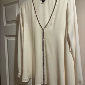 Karen Kane Ivory Blouse with crystal trim